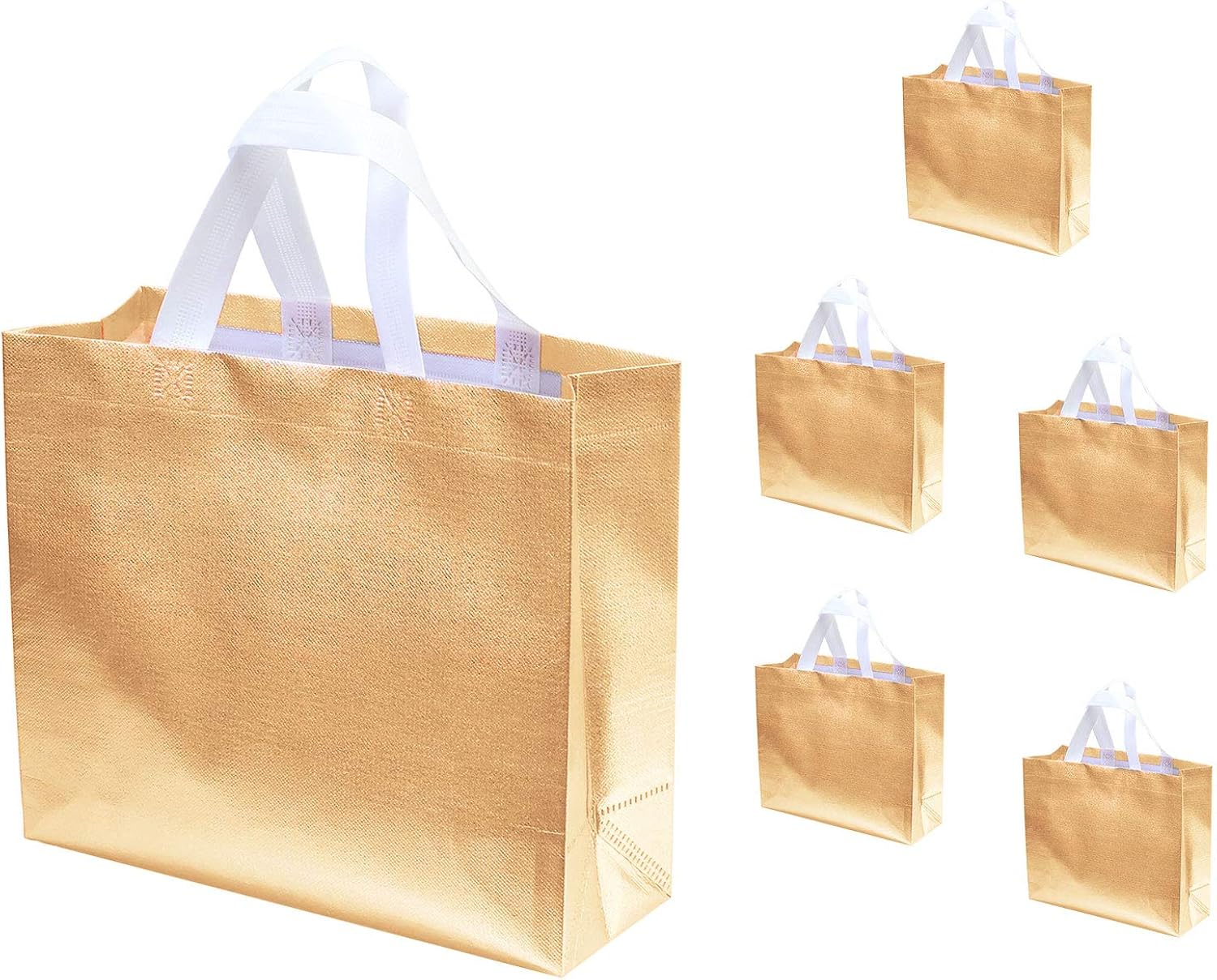 Download Amazon.com: OEEAU 5 Pcs Gold Gift Bags Present Bags Glossy Reusable Gift Bag for Party Wedding ...