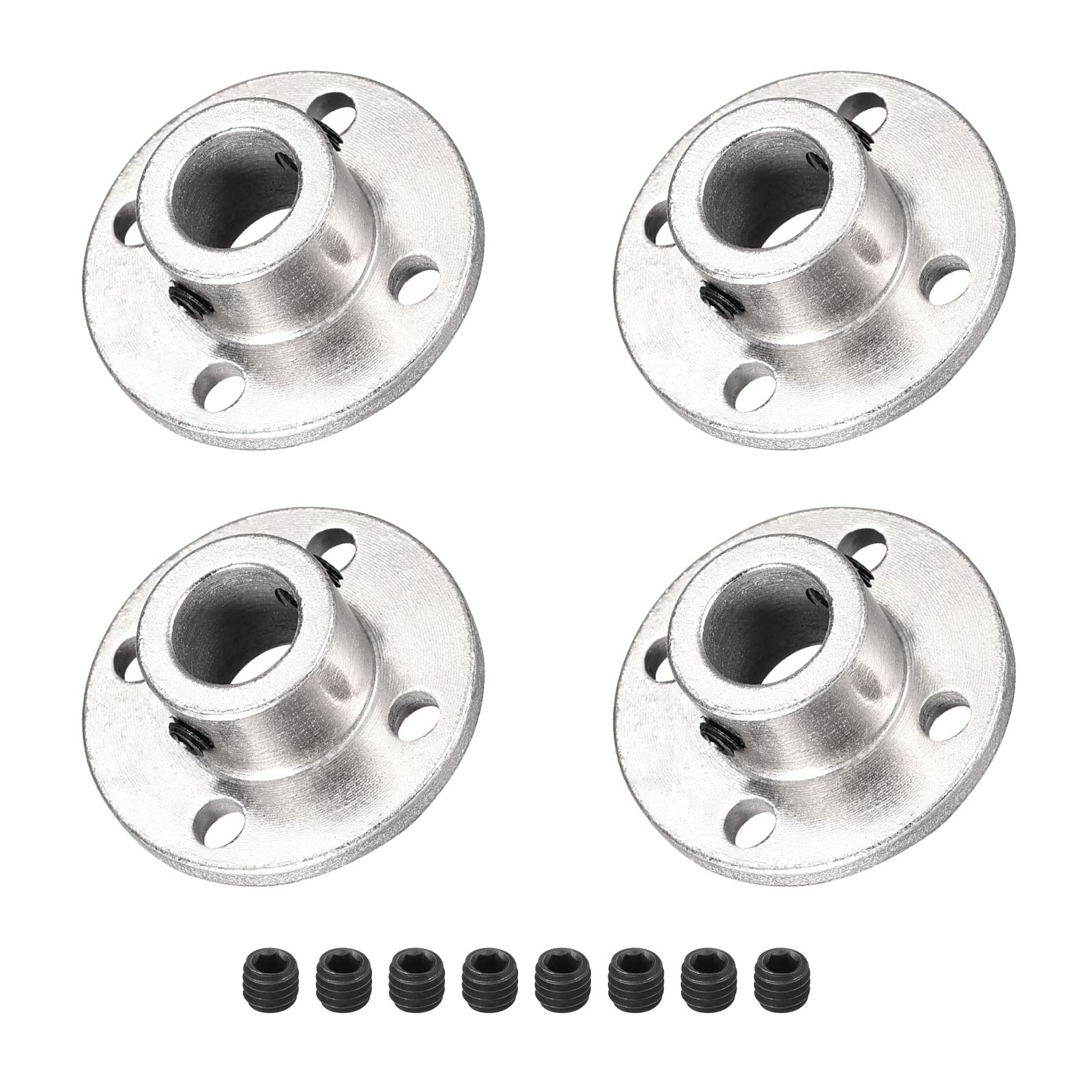 DMiotech 4 Pack 10mm Inner Dia H13D16 Flange Coupling Connector Rigid Guide Shaft Support Coupler Shaft Coupling with Screws for DIY RC Model Motors Silver