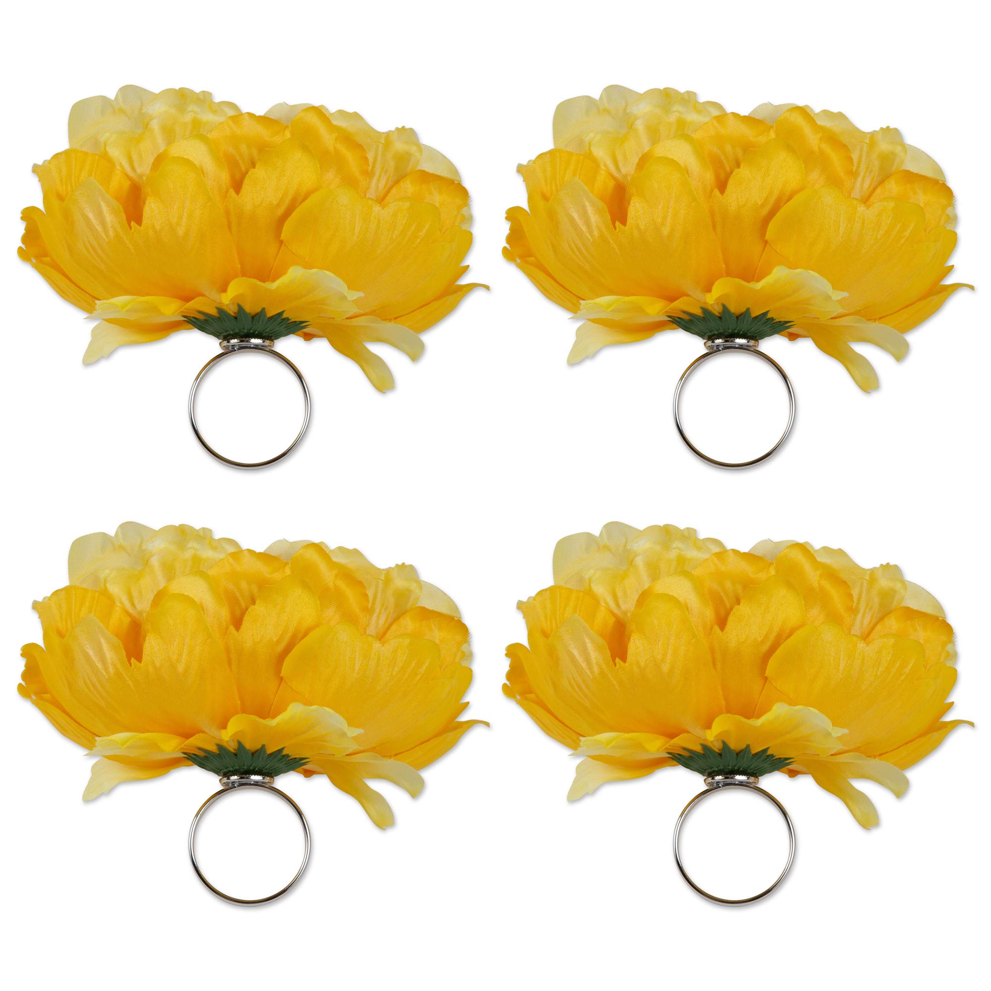 DII Napkin Rings Family Dinners, Weddings, Outdoor Parties Everyday Use, Yellow, Set of 4