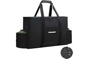 Yorkenbe Camp Stove Carry Bag, Camping Stove Carrying Case for Coleman 2-Burner, 1680D Stove Storage bag, with Double Zipper, 2 Adjustful Side Pockets, Fits Grills/Stoves up to 23.6 x 14.5 x 5.5Inches