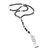 Chavarrieta Black Santa Muerte necklace rosary style.