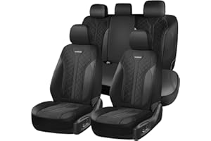 Coverado Car Seat Covers 5 Seats, Seat Covers Full Set, Mesh Breathable Seat Protectors, 5-Piece Spill-Proof Black Automotive Seat Covers, Universal Fit for SUV, Sedan, Truck