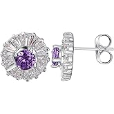 Airokiy 925 Sterling Silver Stud Earrings, Sparkling Cubic Zirconia Pierced Earrings for Women, Hypoallergenic Trendy Jewelry