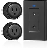Black Remote Control Outlet Plug, WILAWELS Wireless Light Switch, On Off Remote Switch Outlet for Lights, Lamps, Home Appliance, 100ft RF Range, FCC Listed (1 Controller + 2 Outlets) H05RC1206