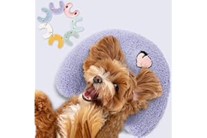 Muwago Dog & Cat Calming Half Donut Neck Pillow - Comfort Blanket Cuddle Buddy for Small Dogs & Indoor Cats