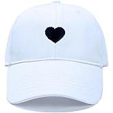 JYNBELSOR Heart Embroidered Baseball Cap, Cotton Adjustable Hat for Women Mom Hat Plain Cap