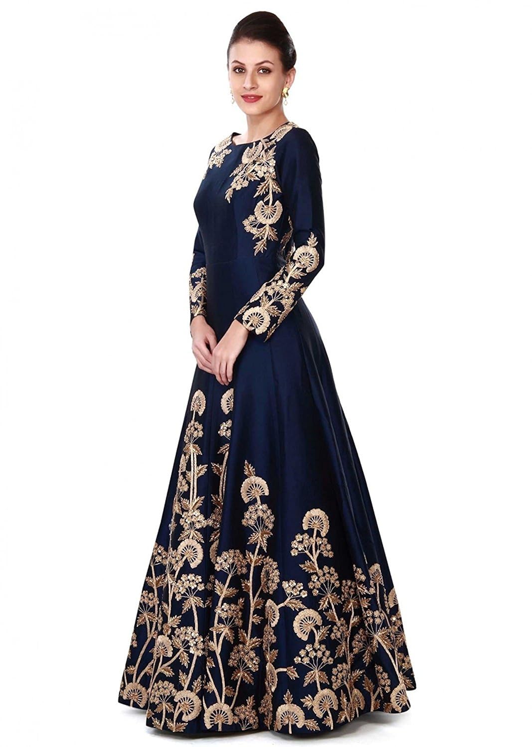 gloxi fashion women's blue tapheta silk gown