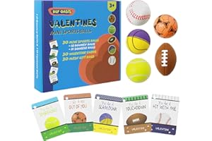 DLY Oasis valentines day cards for kids school - 30 Pack sport Balls Valentines Cards for Kids Classroom -Valentines Day Gifts for Kids - Valentine Exchange for Girls Boys School Classroom