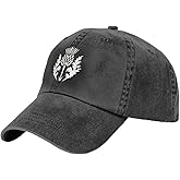 Scottish Thistle Flower Hat for Mens Womens Outdoor Sport Washed Cotton Denim Trucker Hats Adjustable Black