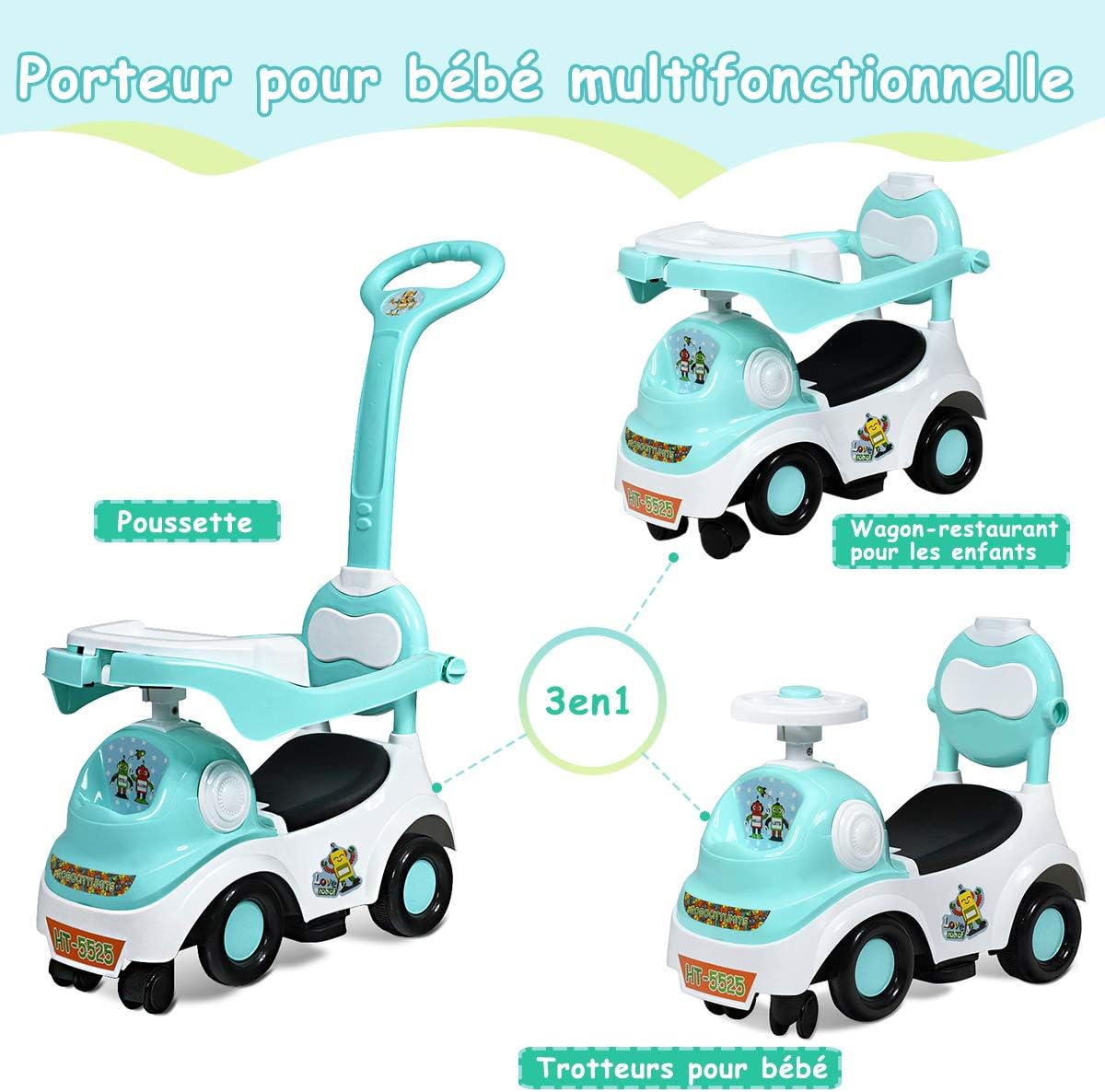 Rose Costway 3 En1 Porteur Pour Enfant Trotteur Bebe Voiture Bebe Avec Musique Et Corne Ideal Pour Les Enfants De 18 A 72 Mois Bebe Puericulture Eveil Et Jouets Dwteam In