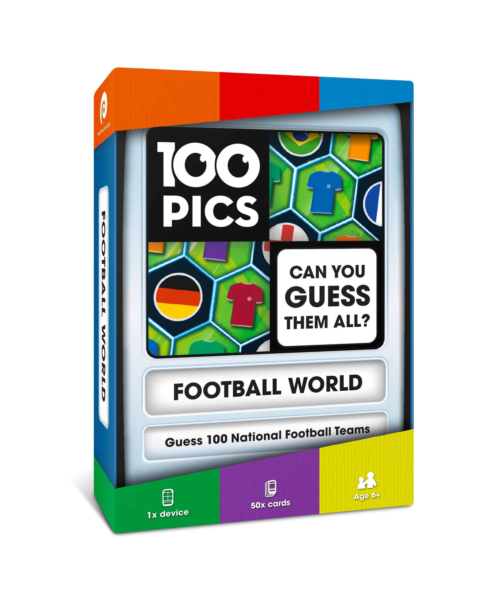 100 PICS Football World Travel Game - Identify 100 National Squads from flags and kits | Flash Cards with Slide Reveal Case | Card Game, Gift, Stocking Filler | Ages 6+ — image 1