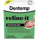 Dentemp Denture Reline Kit Value Pack - Advanced Formula Reline It Denture Reliner - Denture Kit to Refit and Tighten Dentures for Both Upper &amp; Lower Denture - 3 Relines (Packaging May Vary)