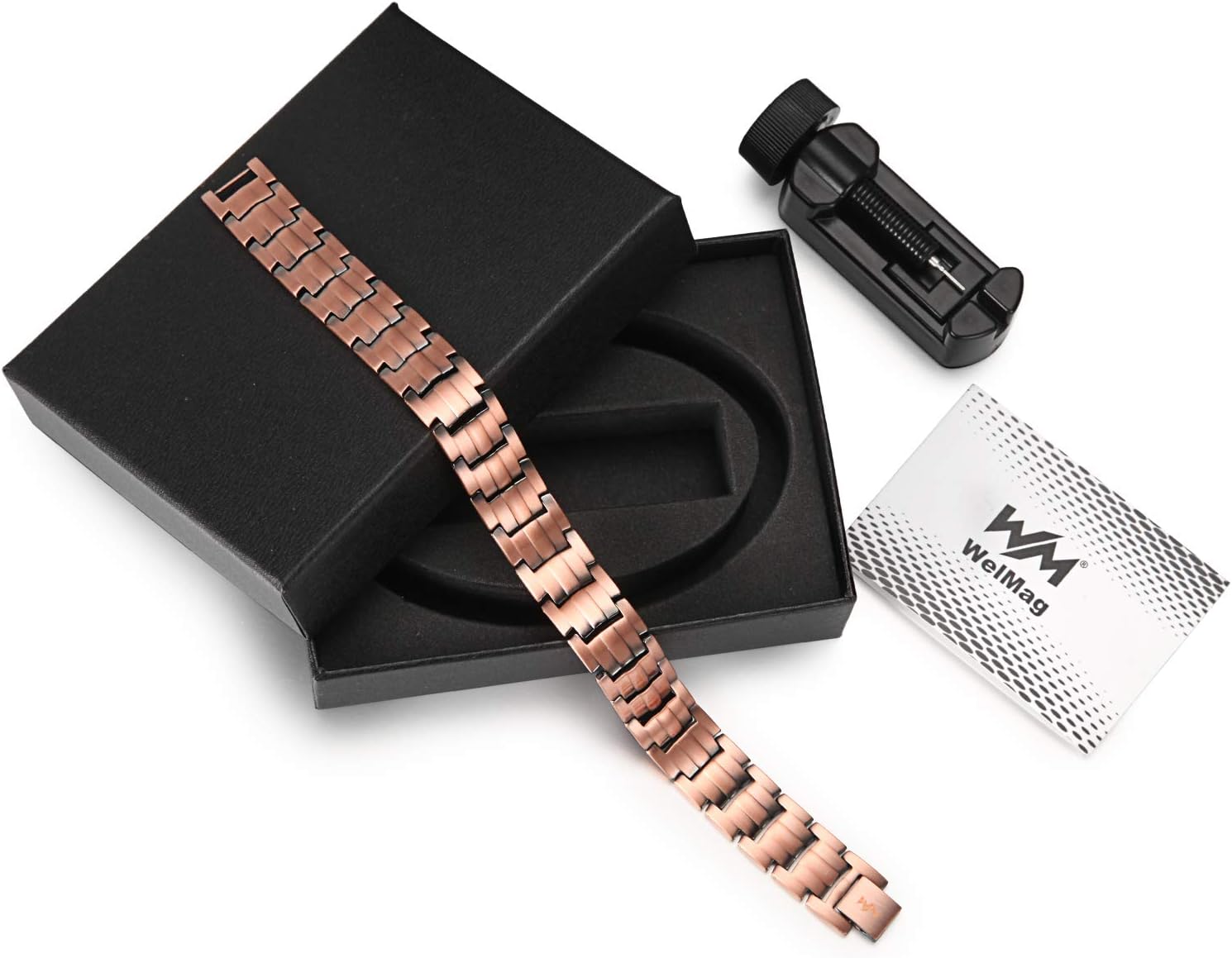 WELMAG® Mens Copper Double Row Magnetic Therapy Bracelets for Arthritis Wristband Adjustable: Health & Personal Care