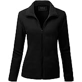 DOUBLJU Soft Polar Fleece Jacket Full Zip Long Sleeve with Side Pocket Casual Basic Lightweight Coat for Women with Plus Size