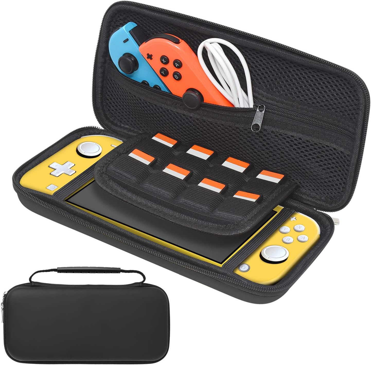 Carrying Case for Nintendo Switch Lite, Protective Hard Portable Netting Carrier Travel Bag Case with 8 Game Card Slots For Nintendo Switch Lite & Accessories