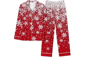 Womens Christmas Pajamas Long Sleeve Xmas Graphic Shirts Soft Wide Leg Pants 2 Piece Pjs Sets Sleepwear