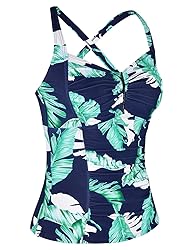 Hilor Women's Tankini Tops Shirred Tummy Control