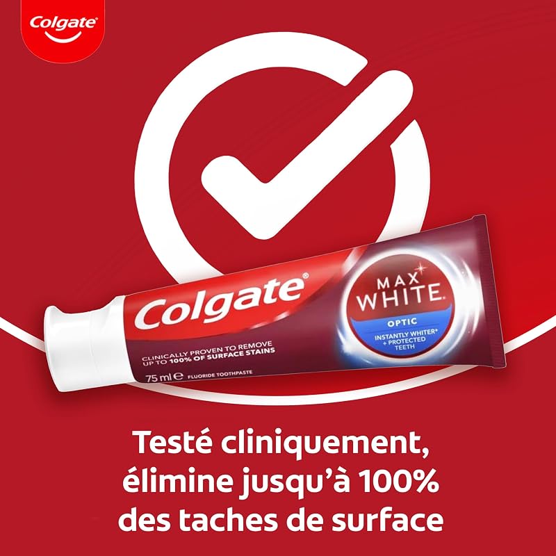 Dentifrice Blancheur Max White Optic, Lot de 4 x 75 ml