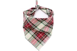 Elegant little tail Christmas Dog Bandana 1PCS Plaid Pet Bandana Washable Reversible Cotton Boy Bibs Scarf, Adjustable Square Dog Kerchief for Small to Large Dogs and Cats