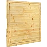 Utoplike Bamboo Cutting Board 20 x 20 inch, Large Wood Chopping Board for Kitchen, Meat, Vegetables, BBQ, Square Butcher Block with Juice Groove and handle, 1"Th
