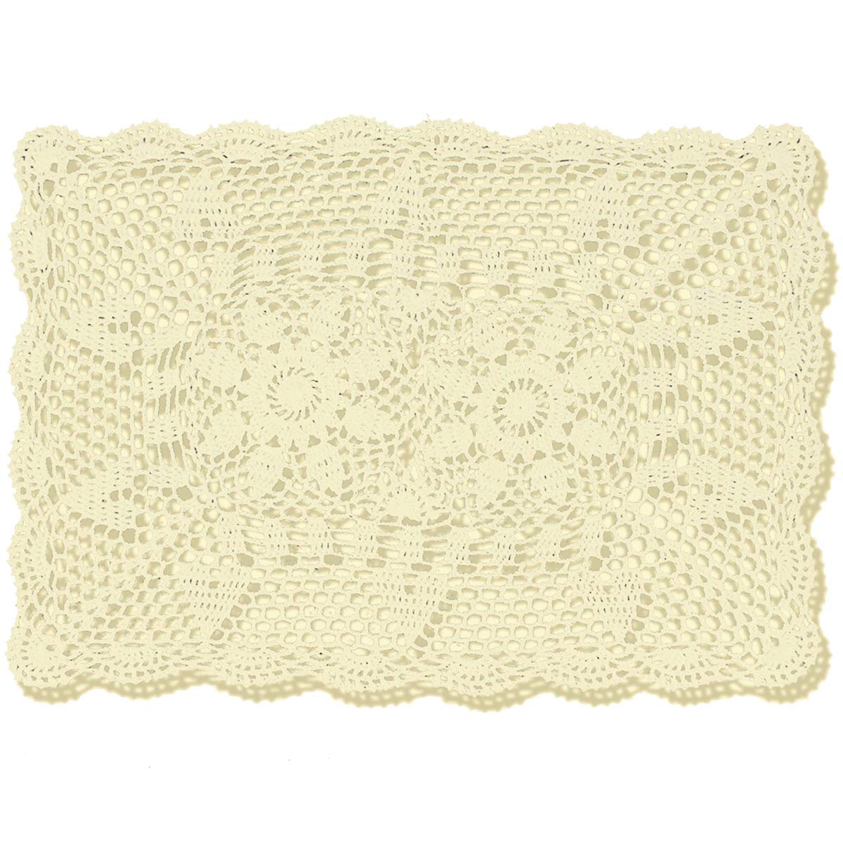 Beige 16x23 Inch Rectangle HANDMADE Cotton Crochet Lace Placemat Doilies