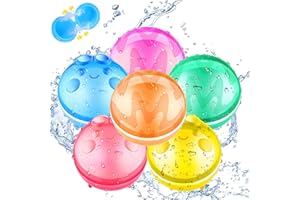 MAKE KIDS SMILE BUBBLE FUN 6 Pcs Reusable Water Balloons, Latex-Free Silicone Water Bomb Summer Fun Outdoor Toys, Pool Beach Toys for Kids Adults, Quick Fill Self-Sealing Water Splash Balls for Summer Outdoor Activities