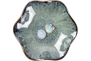 dazuihou Ceramic Trinket Dish, Ring Tray, Decorative Jewelry Dish, Decoration Plate for Earrings, Rings, Jewelry Dish Holder, Key Bowl, Trinket Tray, Earring Holder for Women (Mist Green)