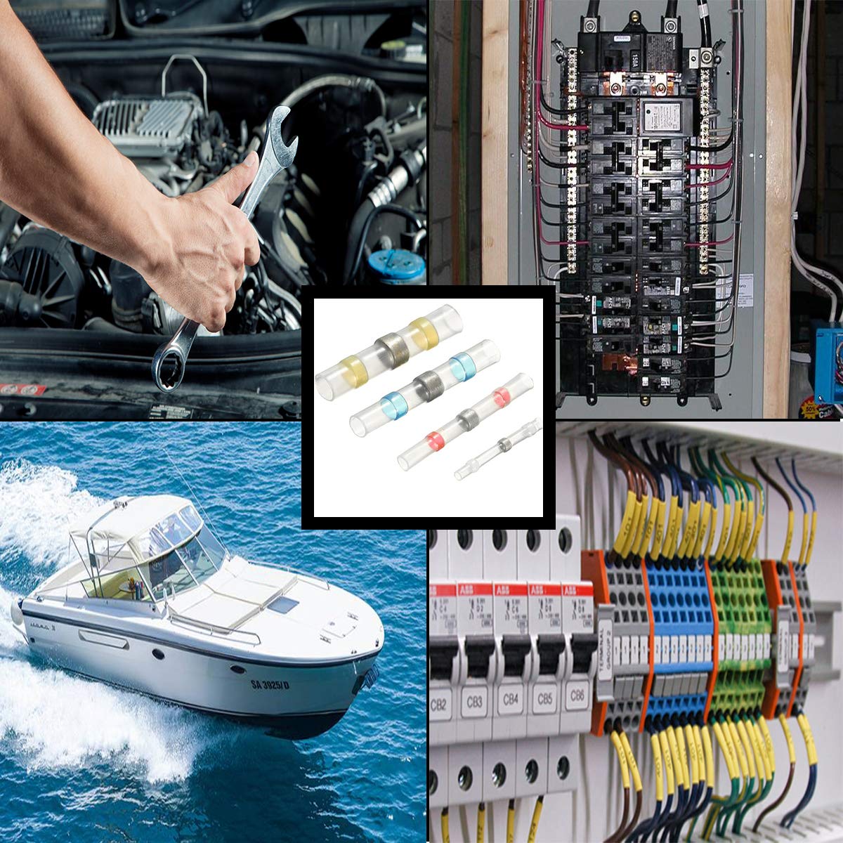 240PCS Solder Seal Wire Connectors, SA Designs Heat Shrink Butt Connectors Terminals Electrical Wire Connectors Insulated Waterproof Marine Automotive Copper Connectors Kits