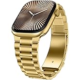 Dolstrap Stainless Steel Bands Compatible with Apple Watch Band 42(Series 11/10)/41/40/38mm, Men/Women Metal Replacement Strap Compatible for iWatch SE3/2/1 Series 11 10 9 8 7 6 5 4 3 2 1, Gold