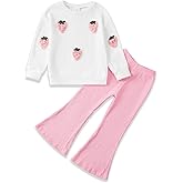 Toddler Girl Clothes Kids Outfits Long Sleeve Ribbed Sweatshirt Bell Bottom Pants Set Fall Winter Clothing for Girls