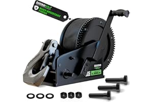 Rhino USA Heavy-Duty Boat Trailer Winch with Crank Handle – Boat Winch Strap with Hook – Corrosion-Resistant – Ideal Boat Acc