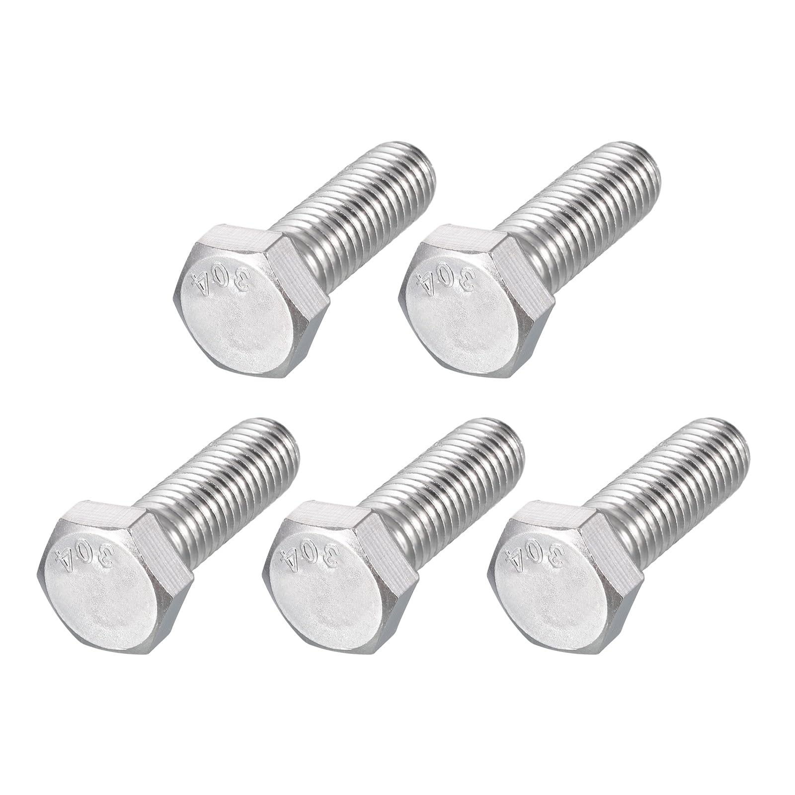 METALLIXITY Hex Head Bolts (1/2-13 x 1-1/2") 5Pcs, 304 Stainless Steel 18-8, Fully Threaded, External Hex Drive, Plain Finish, Hex Head Screw Bolt, Silver — image 1