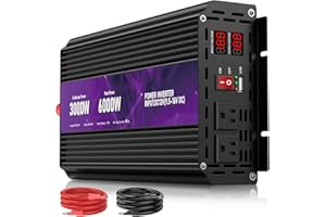 ROARBATT 3000W Power Inverter,12V DC to AC 110V120V Peak Power 6000W with 2AC Outlets and 2.4USB Port,LCD Display Car Inverter for Outdoor Activities,Emergency