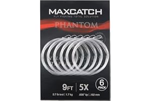 M MAXIMUMCATCH Maxcatch Fly Fishing Tapered Leader Line 6 Pack -Pre-Tied Loop- Tensile Strength- Abrasion Resistance- Low Memory 7.5ft/9ft/12ft/15ft, 0X-7X