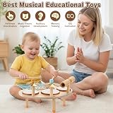 Vanplay Kids Wooden Drum Kit 9 in 1 3 Drums 2 Cymbals Xylophone Sticks view 4