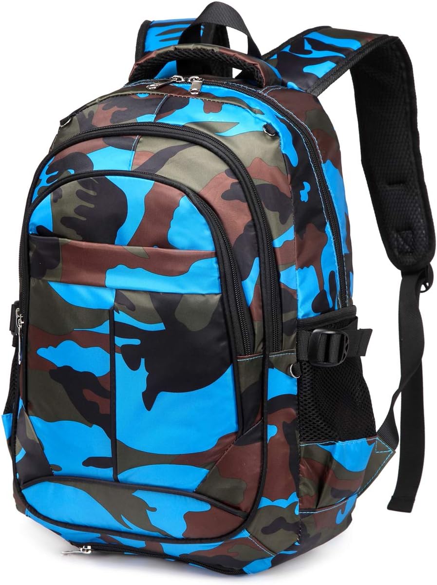 Kids Backpacks for Girls Boys Elementary School Bags Kindergarten Bookbags (CAMO-BLUE-SPORT)