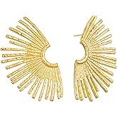 Sylph Chunky Gold Sun Earrings for Women, Trendy Sunburst Statement Drop Dangle Earring Hypoallergenic Prom Everyday Boho Summer Holiday Jewelry Gift