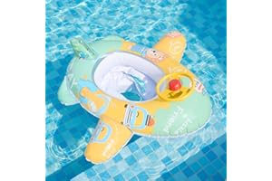 GROWINLOVE Baby Floats for Pool, Swimming Float Baby Inflatable Floater with Steering Wheel and Horn Water Gun, Summer Outdoor Water Float