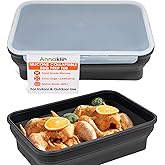 Silicone Collapsible Marinating Container with Lid for Meat, Extra Large Collapsible BBQ Prep Tub, 2.64Gal/10L, Transparent Locking Lid, XL Grill Prep Trays and Carry System, BBQ Must-Have, Black