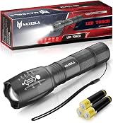 Maxesla LED Torch Battery Powered Zoomable 5 Modes Tactical Flashlight