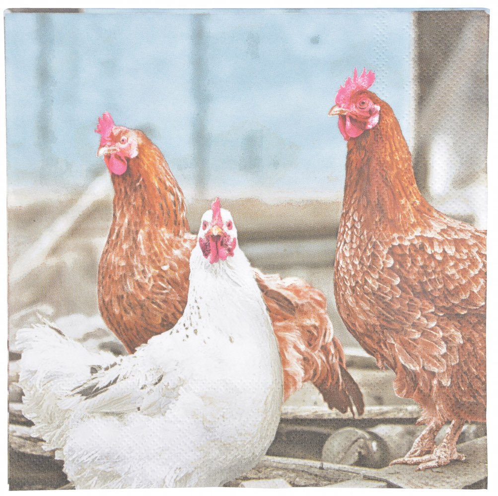 Esschert Design TP179 Chickens Paper Napkins - Blue, 33 x 33 x 0.1 cm