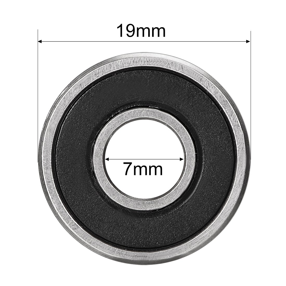 sourcing map 607-2RS Deep Groove Ball Bearing Double Sealed 180017 7mm x 19mm x 6mm High Carbon Steel Z1 Bearings (Pack of 4) - Image 5
