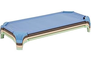 Sprogs Heavy-Duty Stackable Standard Size 52"L Daycare Cots for Kids and Toddlers, Stacking Preschool Classroom Kids Cots for Sleeping, Resting, Naptime, Pack of 4, Natural Colors