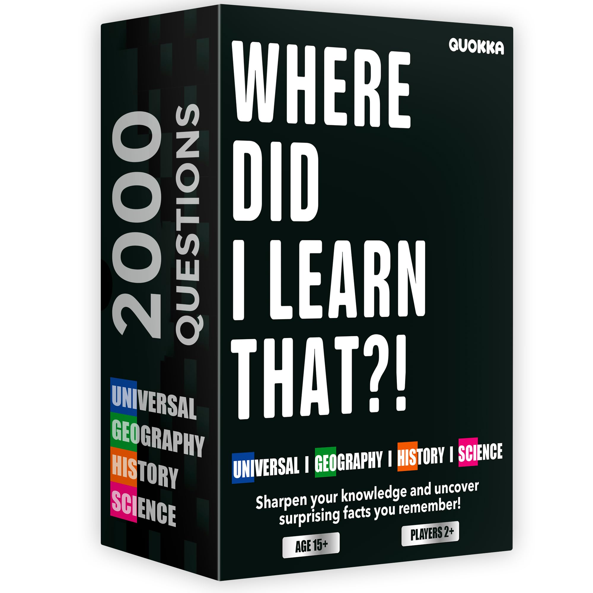 QUOKKA Trivia Card Game with 2000 Questions in Geography, History, Science, and General Knowledge – Trivia Games for Adults, Teens, and Families – Trivia Cards with Answers – Great Board Games Trivia