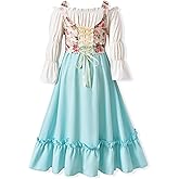 fioukiay Girls Renaissance Dress Off Shoulder Puff Sleeve Girls Medieval Dress 4-12 Years