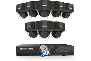 PANOOB Security Camera System PoE, 8PCS 5MP Wired IP IK10 Vandal-Proof PoE Dome Camera, AI Human Detection, Remote Access, 100ft IR Night Vision Built-in Mic, 4K 8CH NVR 2TB HDD, PD54B0808-5M