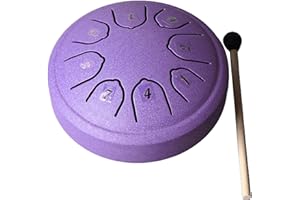 FLEXMAN Steel Tongue Drum, 4.5 Inch 8 Tone C Key Carbon Mini Steel Tongue Drum with Sound Sticker Drumstick, Sound Healing Gi