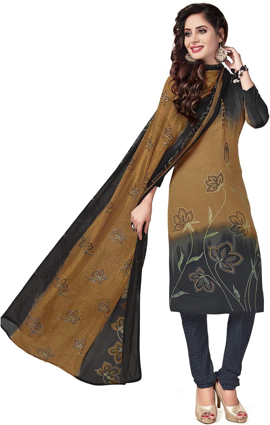 Giftsnfriends Women's Crepe/Synthetic Patiala Dress Material GSSIWEDM6091
