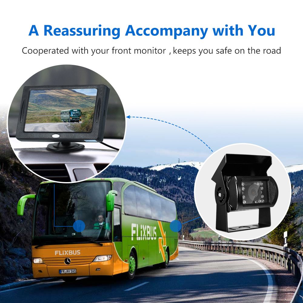 COOCHEER Backup Camera HD Rear View Reverse Backup Parking Camera CMOS IP68 Rating Waterproof Camera with 18 Night Vision,Parking Assistance System for Cars Bus Trucks