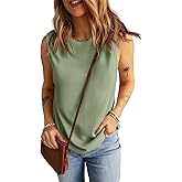 KINLONSAIR Women's Loose Fit Sleeveless Waffle Tank Tops Casual Crew Neck Knitted Tees